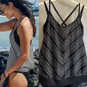 Athleta Blousy Striped Tankini Top